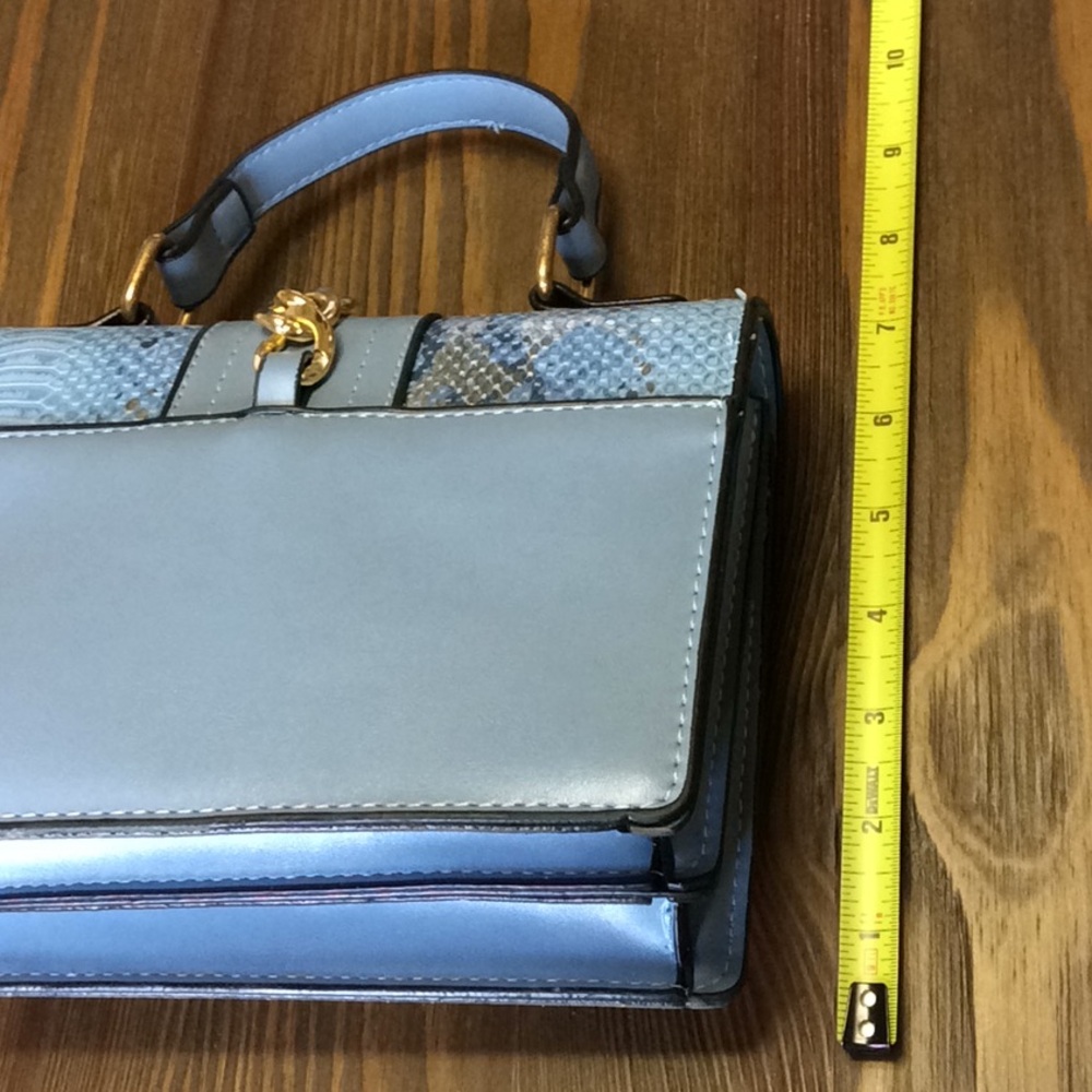 FINAL SALE PRICE NWOT Snakeskin Studded Satchel Handbag - Picture 3 of 9